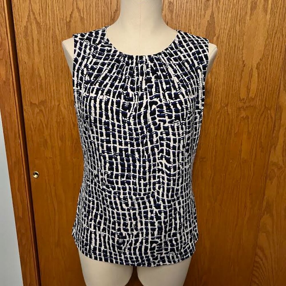 Calvin Klein Pleated Neck Sleeveless Top - Size M
